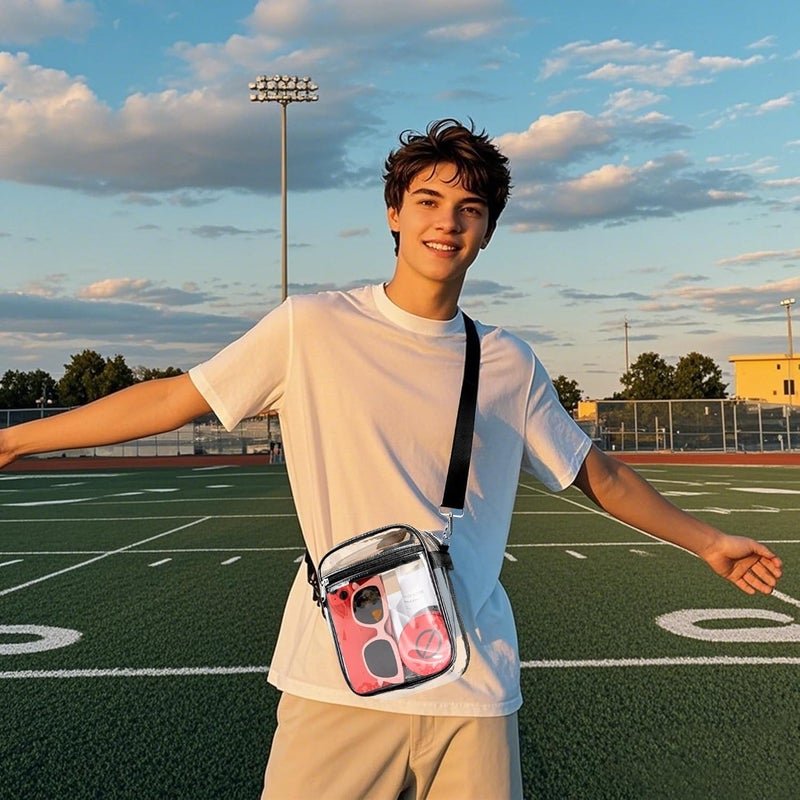 MAYTREE Clear Purse Stadium Approved with Adjustable Strap, 8.5”x6.8”x3” Clear Bag for Stadium Events, Concerts, Work - Image 1